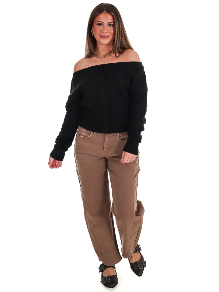 Well Knit Plan Off Shoulder Sweater
