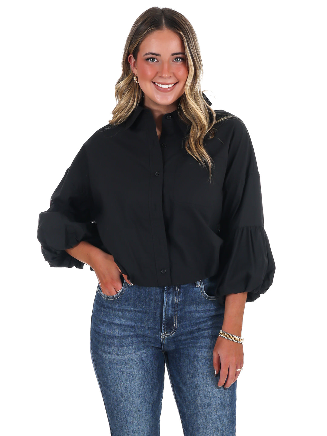 On Call Bubble Sleeve Top