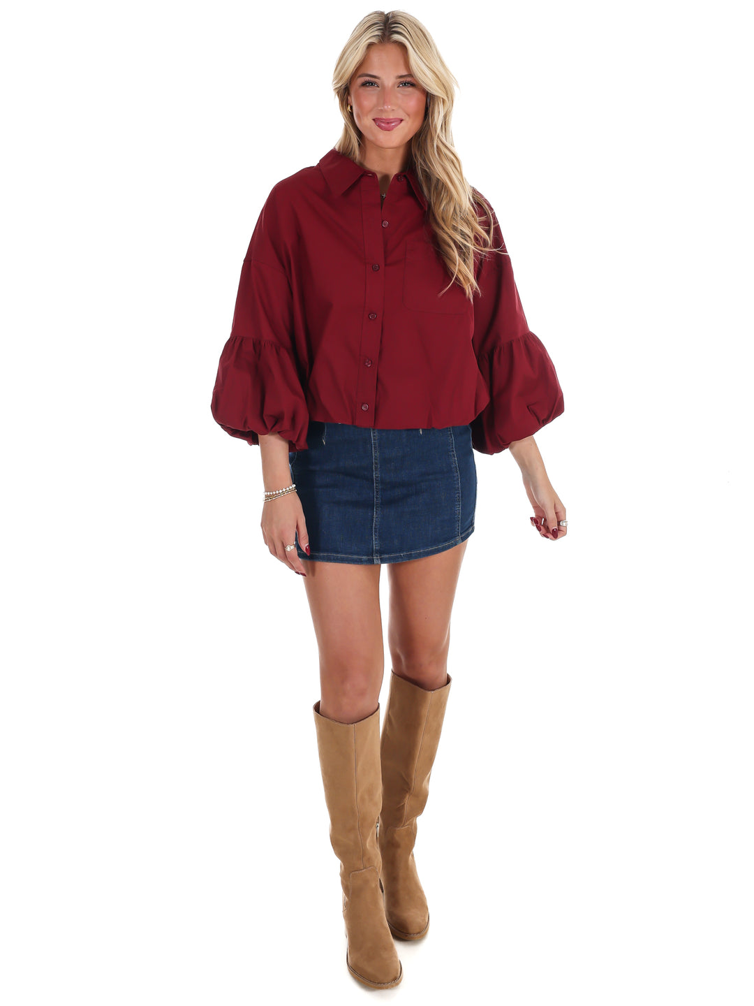 On Call Bubble Sleeve Top