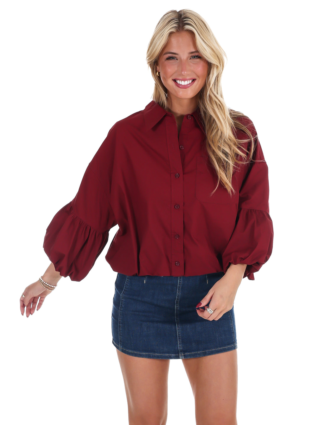 On Call Bubble Sleeve Top