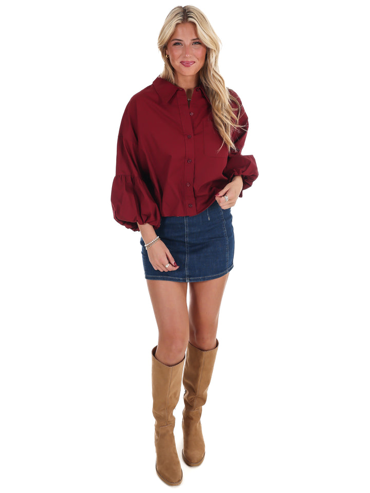 On Call Bubble Sleeve Top