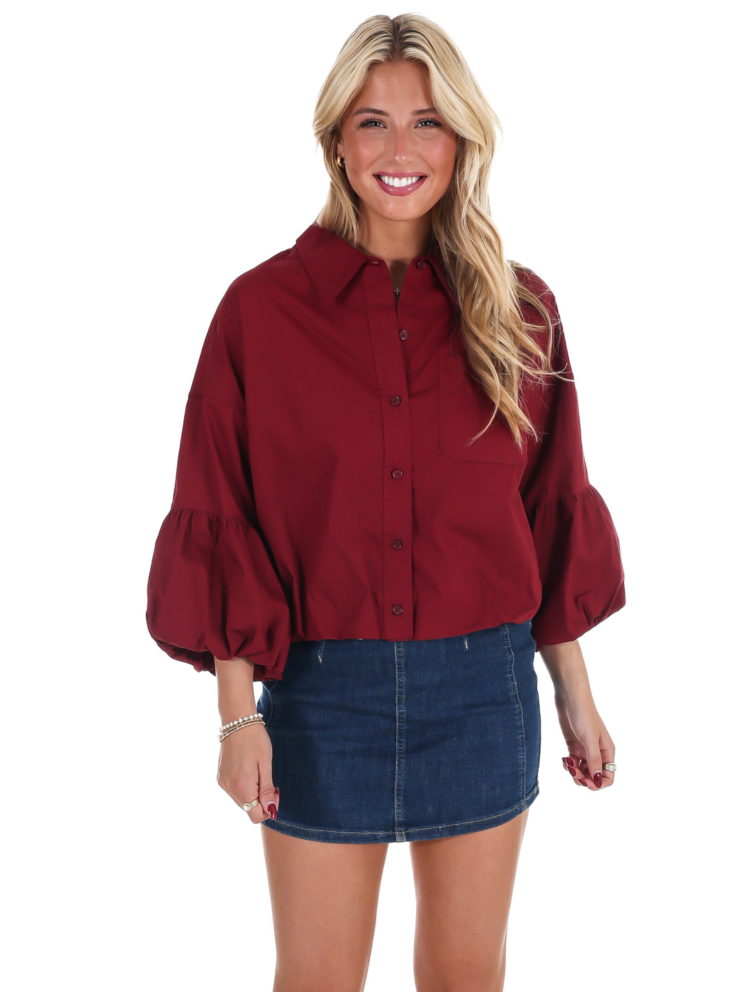 On Call Bubble Sleeve Top