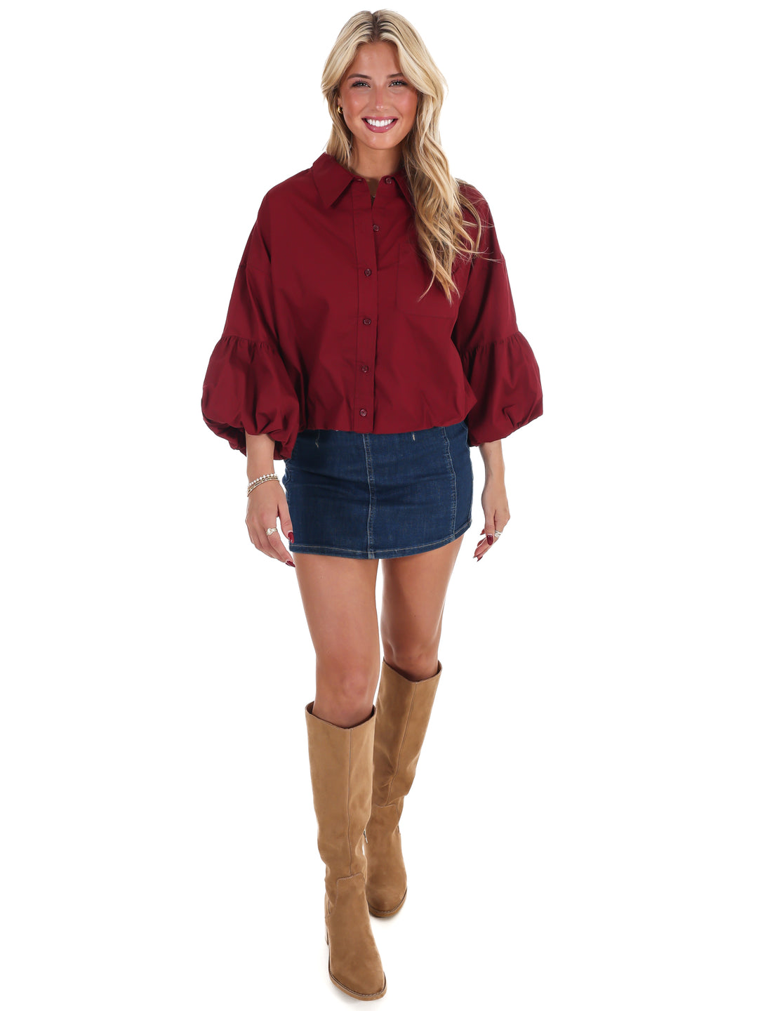 On Call Bubble Sleeve Top