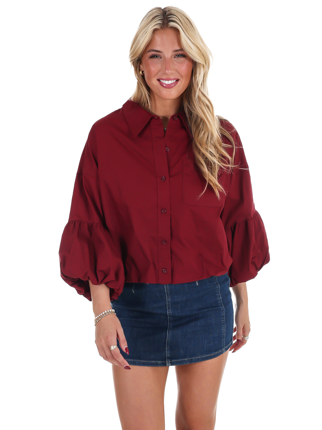 On Call Bubble Sleeve Top