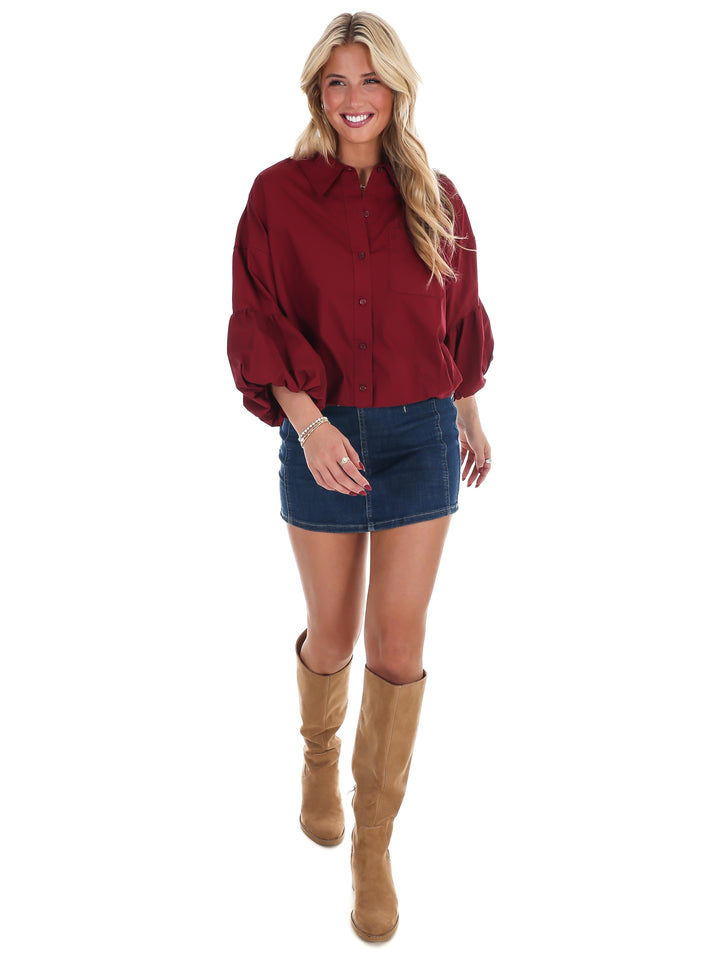 On Call Bubble Sleeve Top