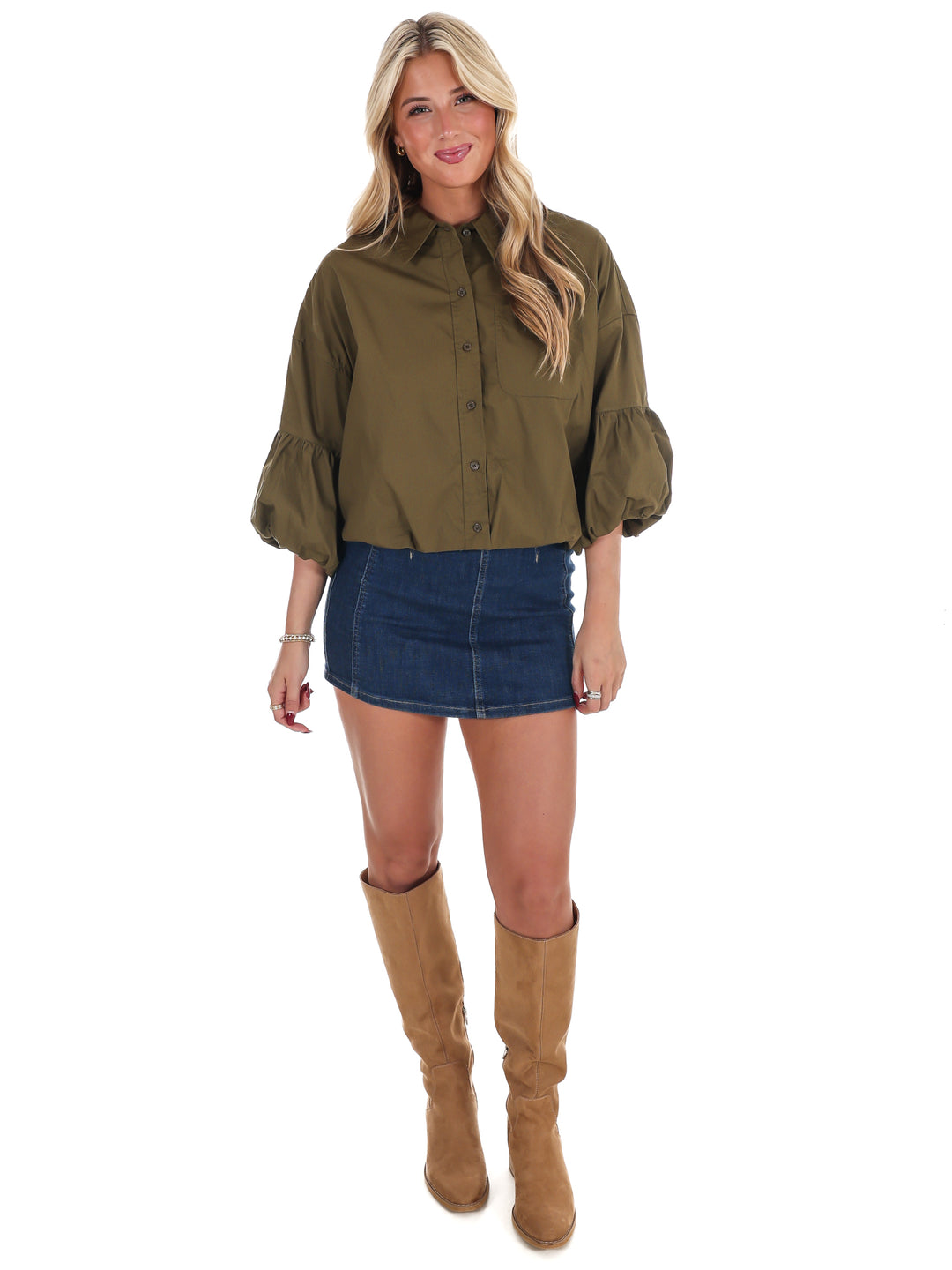 On Call Bubble Sleeve Top