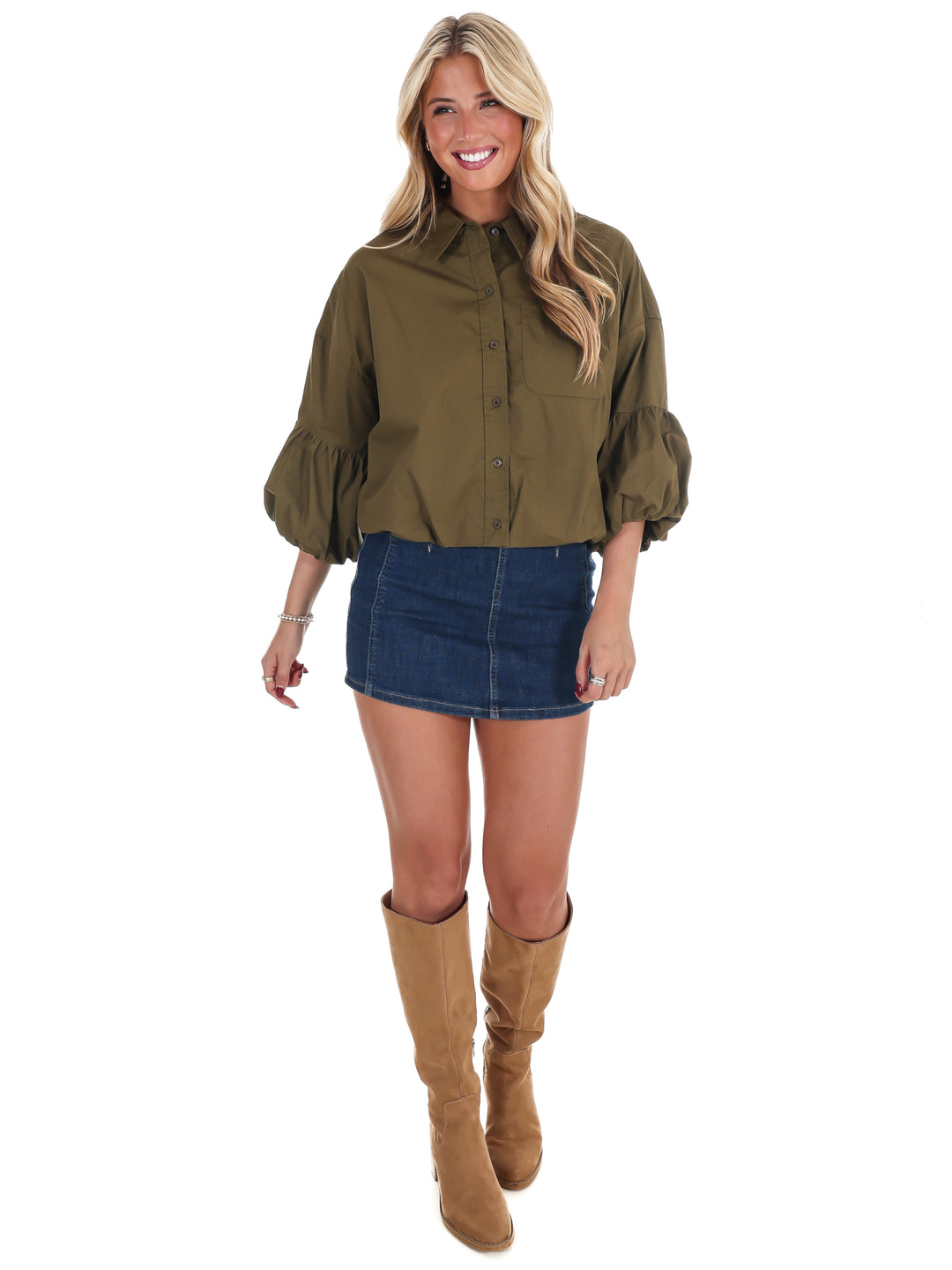 On Call Bubble Sleeve Top