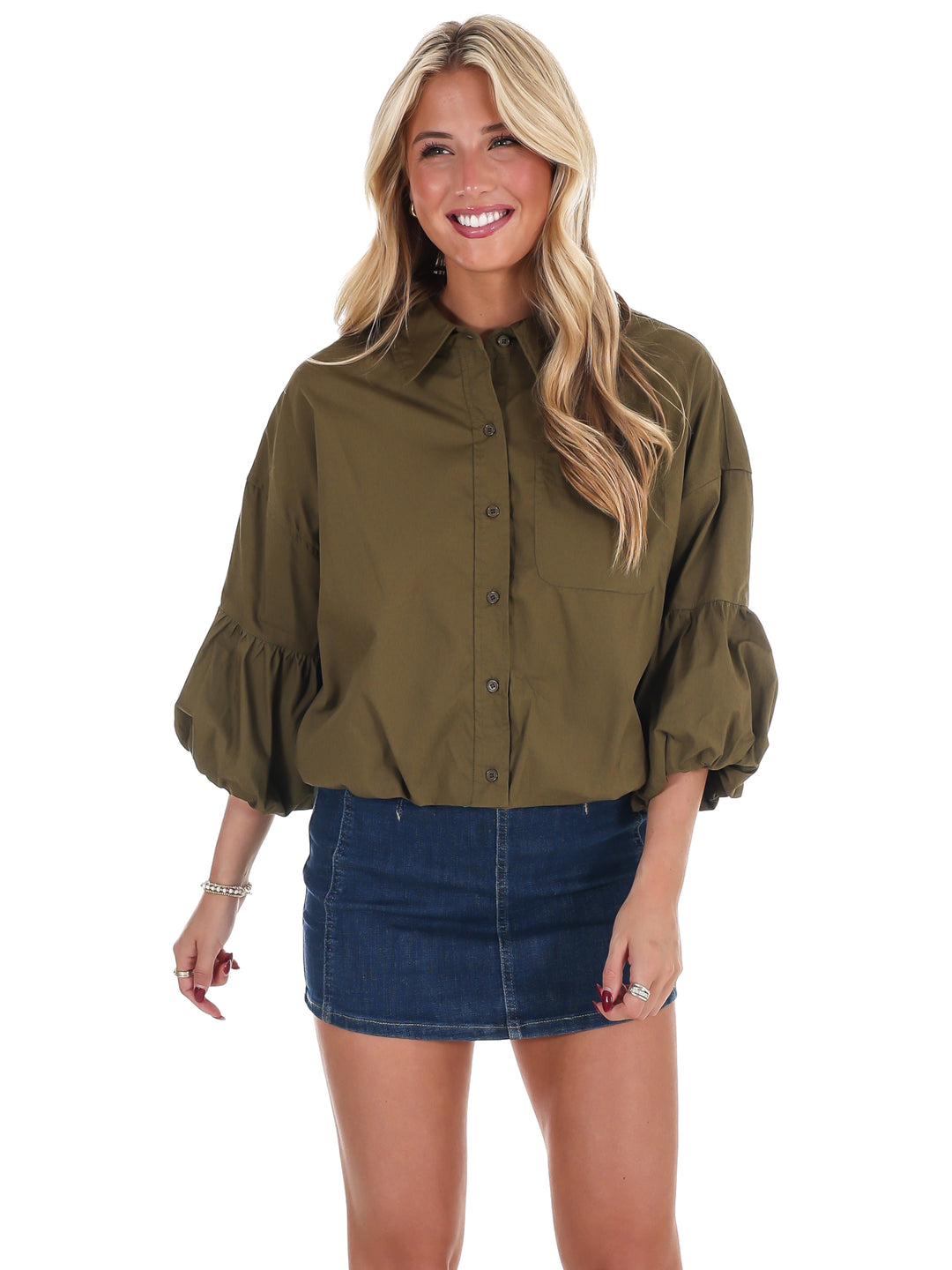 On Call Bubble Sleeve Top
