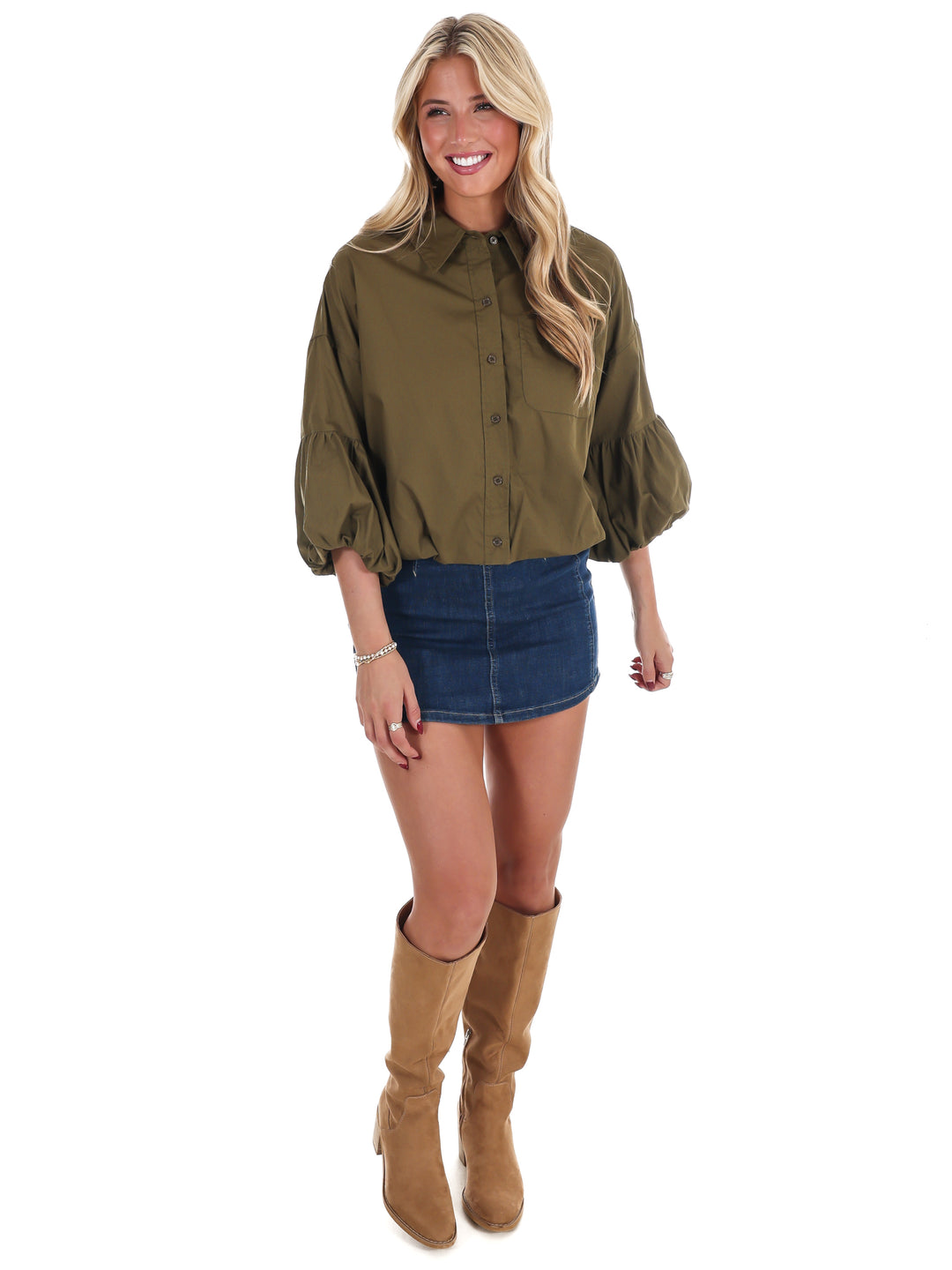 On Call Bubble Sleeve Top