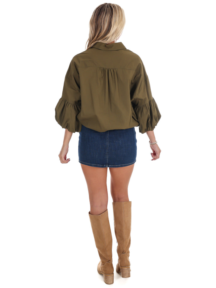 On Call Bubble Sleeve Top