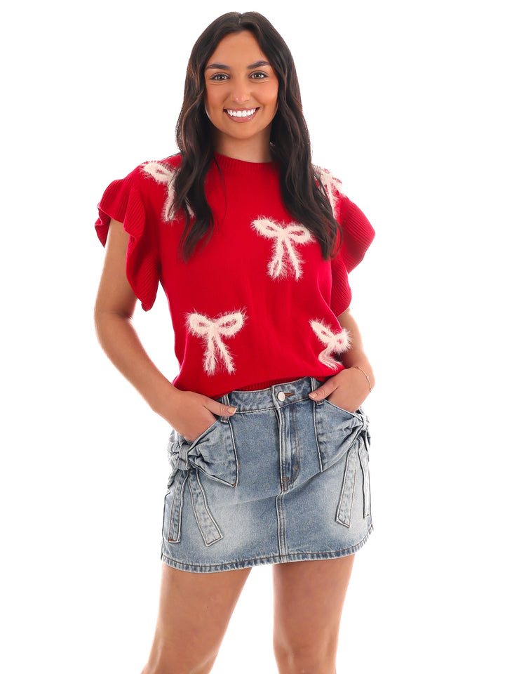 Flutter and Bow Knit Top