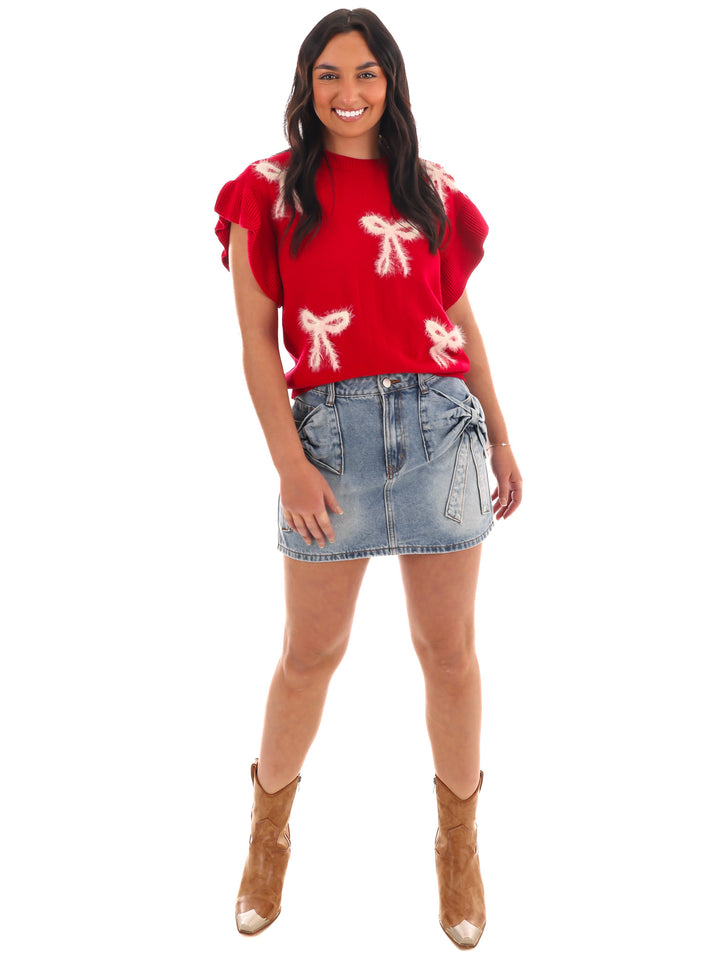 Flutter and Bow Knit Top