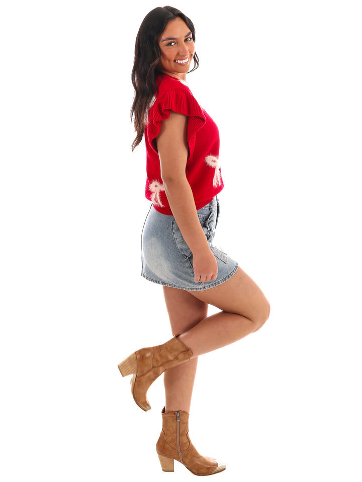 Flutter and Bow Knit Top