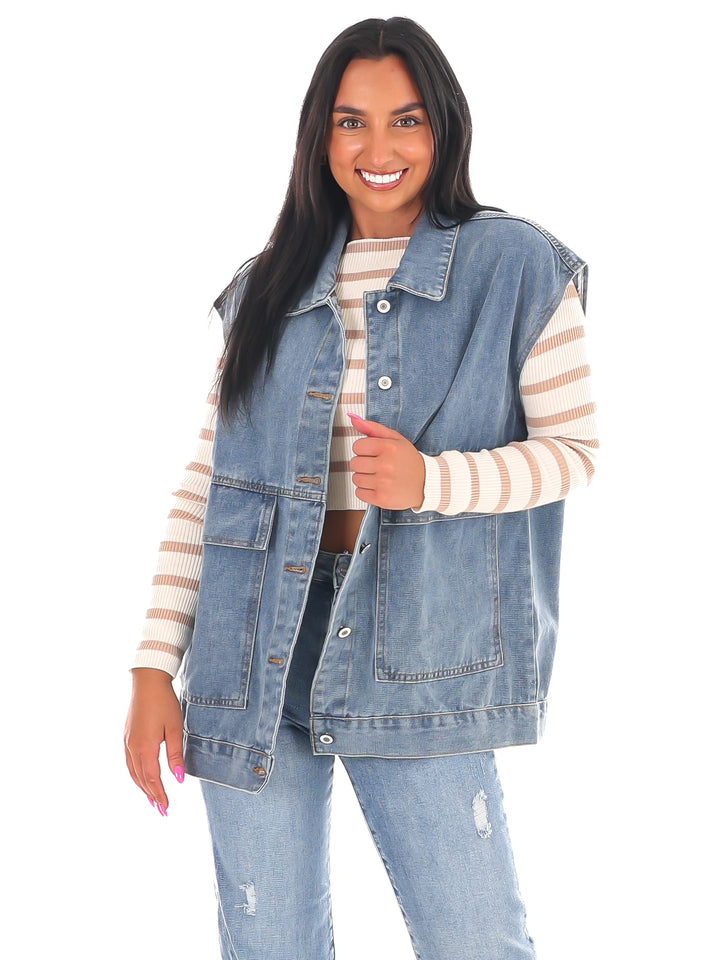 Versatile Vibe Oversized Denim Vest