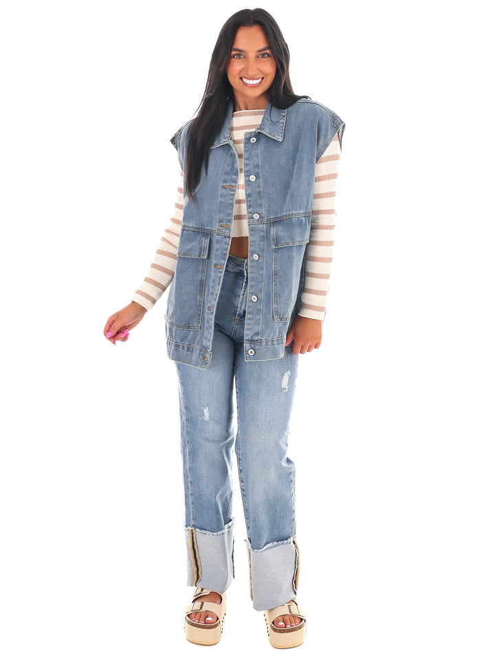 Versatile Vibe Oversized Denim Vest