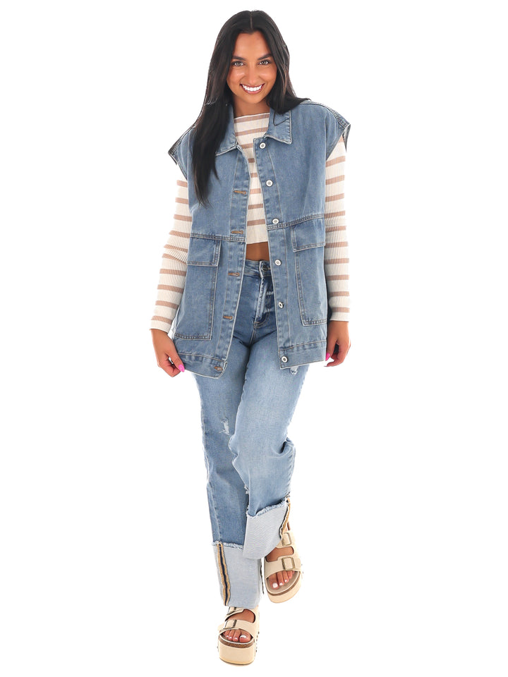 Versatile Vibe Oversized Denim Vest