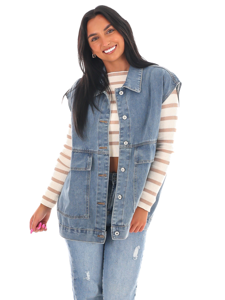 Versatile Vibe Oversized Denim Vest