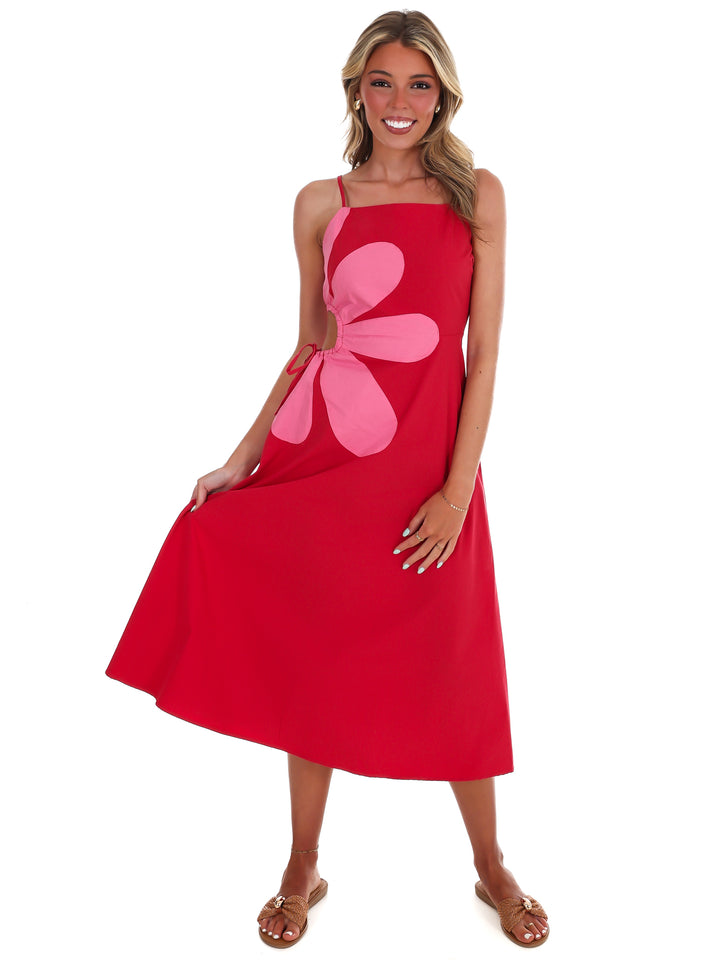 Wildflower Wishes Floral Cut Out Midi Dress