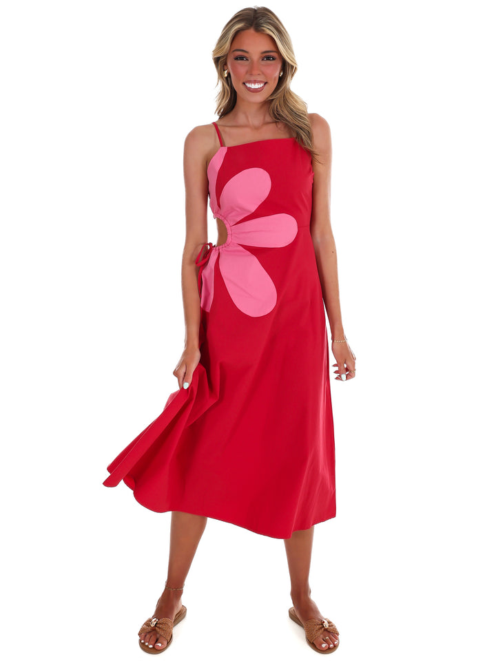 Wildflower Wishes Floral Cut Out Midi Dress