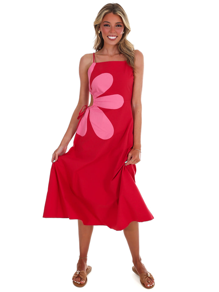 Wildflower Wishes Floral Cut Out Midi Dress