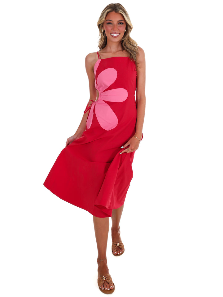 Wildflower Wishes Floral Cut Out Midi Dress