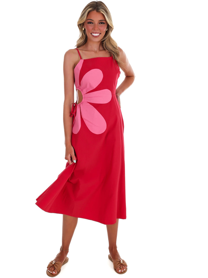 Wildflower Wishes Floral Cut Out Midi Dress