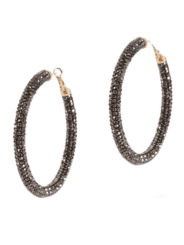 Large Rhinestone Pave Hoop Earrings