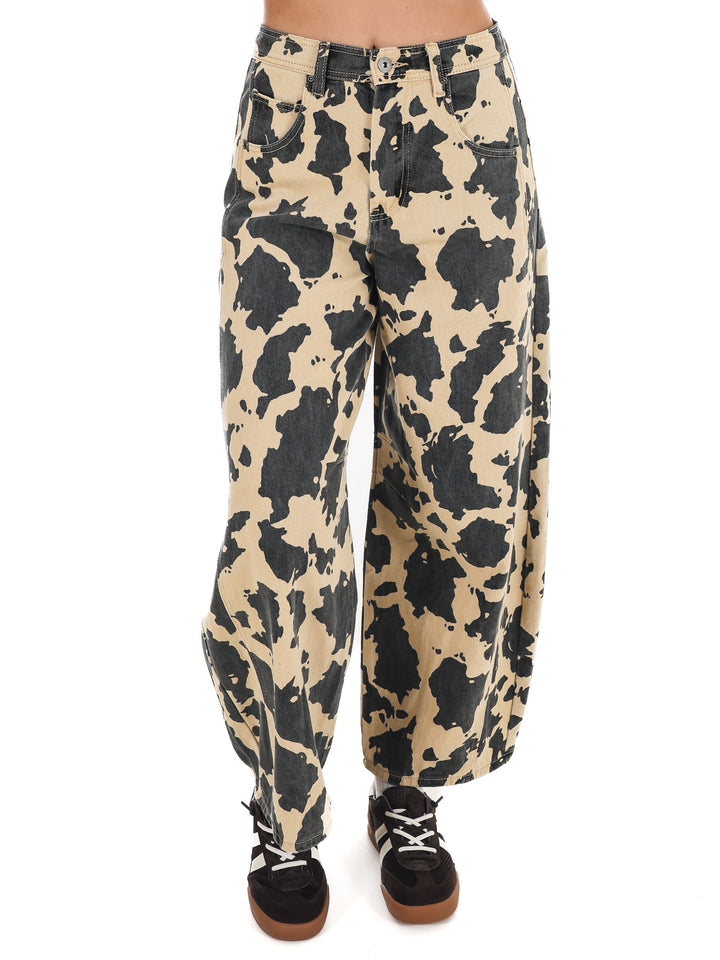 Cow Print Barrel Pants