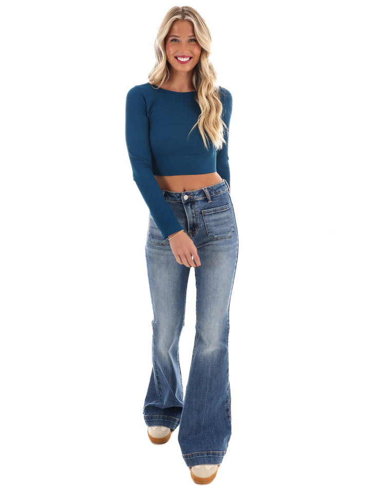 Classic Ribbed Long Sleeve Crop Top