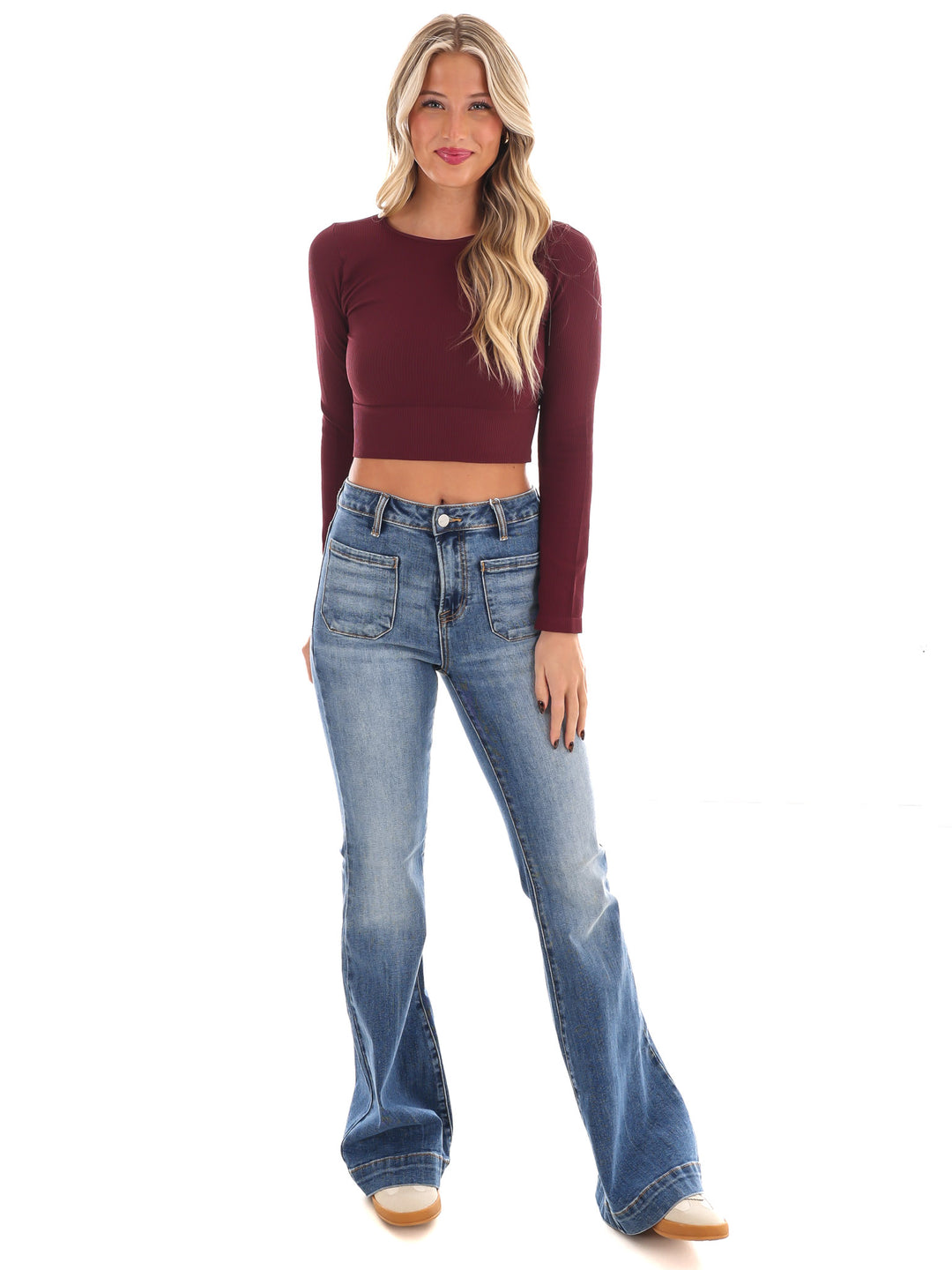 Classic Ribbed Long Sleeve Crop Top