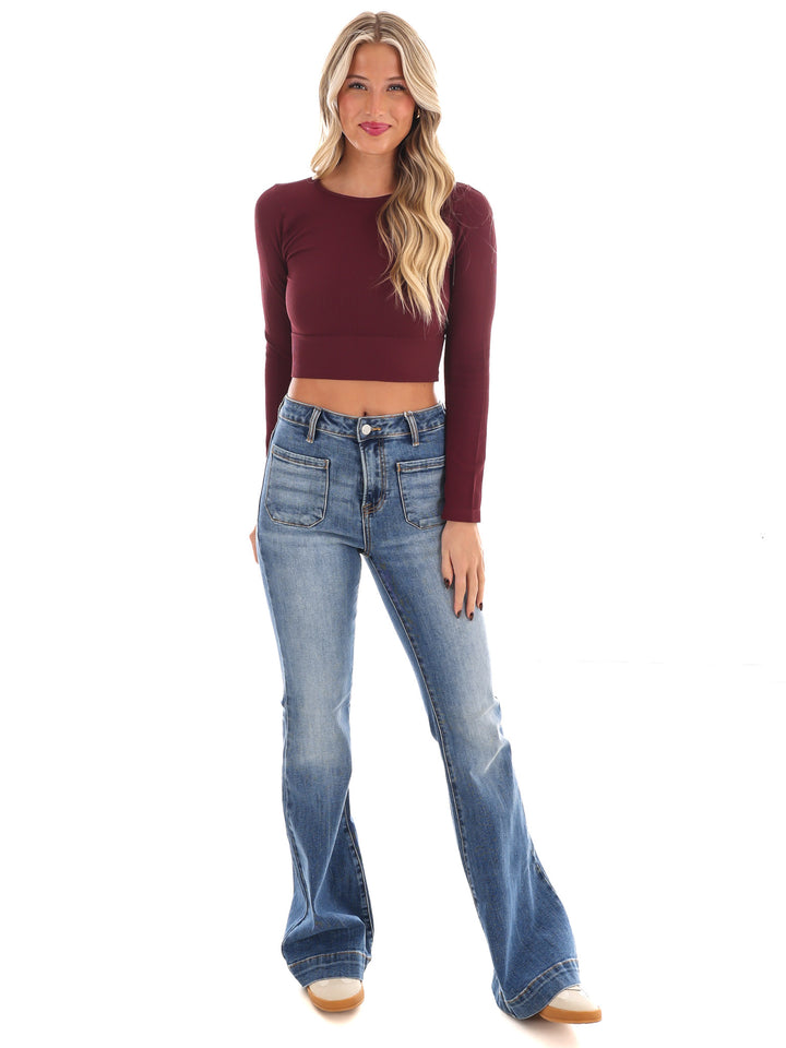 Classic Ribbed Long Sleeve Crop Top