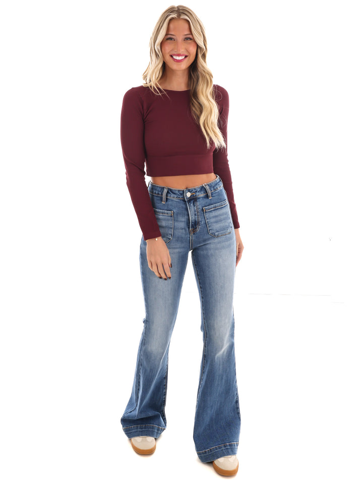 Classic Ribbed Long Sleeve Crop Top