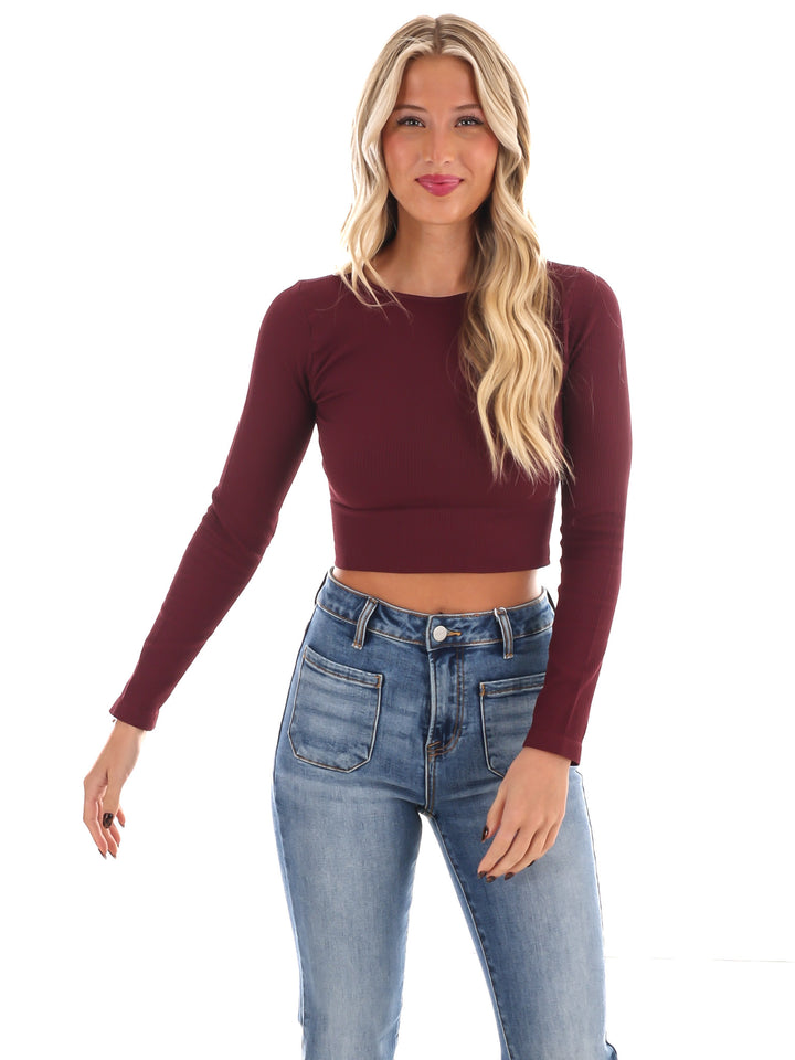 Classic Ribbed Long Sleeve Crop Top