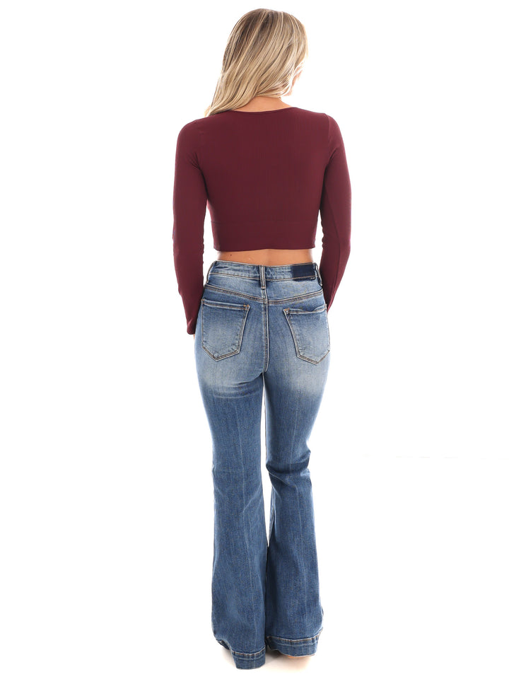 Classic Ribbed Long Sleeve Crop Top