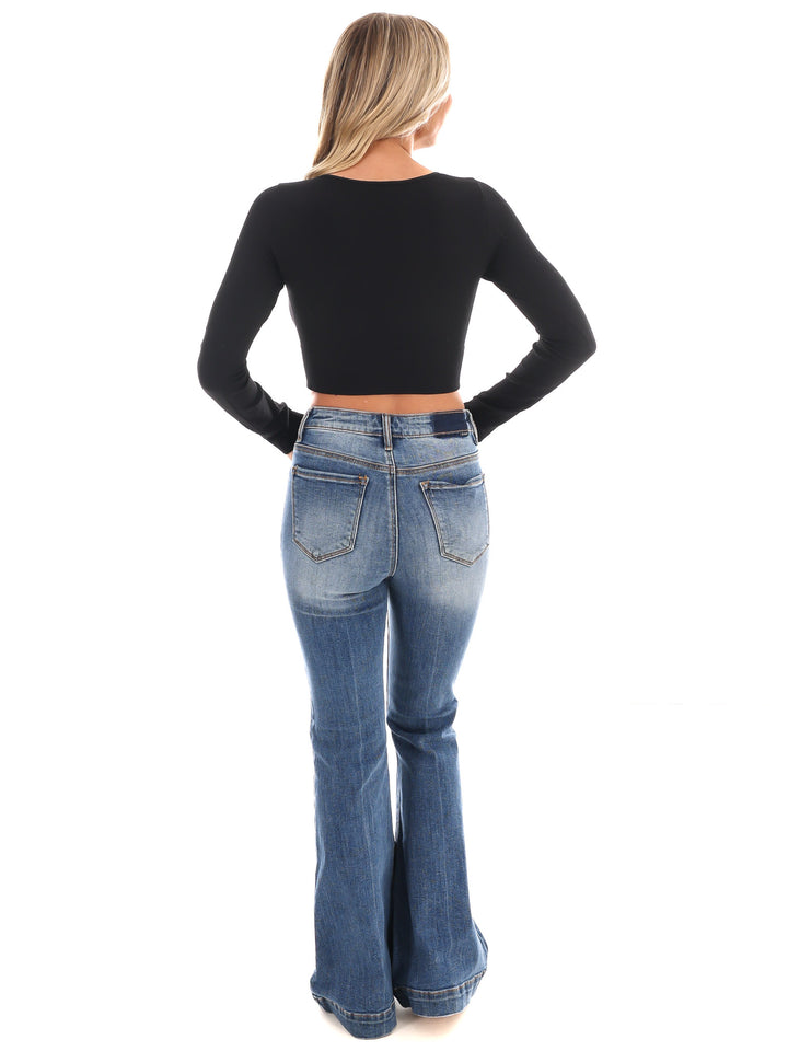 Classic Ribbed Long Sleeve Crop Top