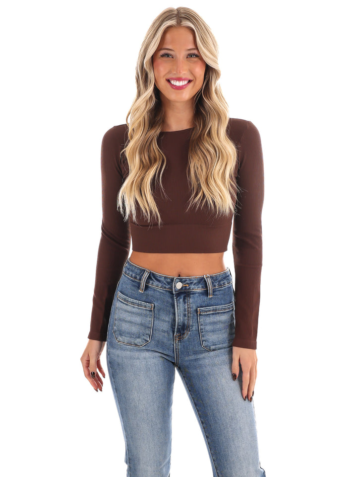 Classic Ribbed Long Sleeve Crop Top