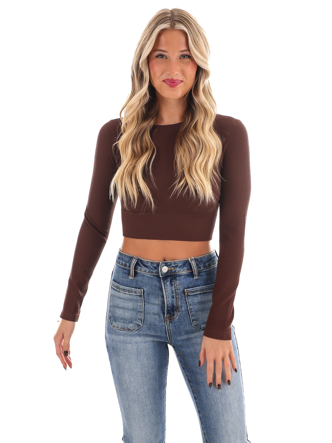 Classic Ribbed Long Sleeve Crop Top
