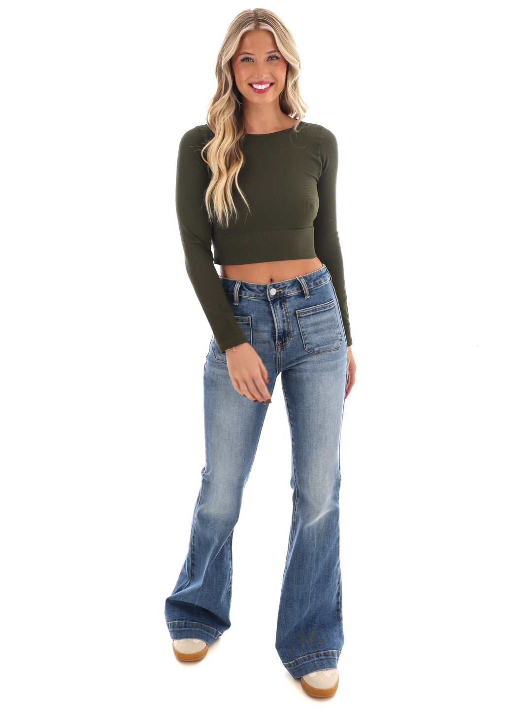 Classic Ribbed Long Sleeve Crop Top