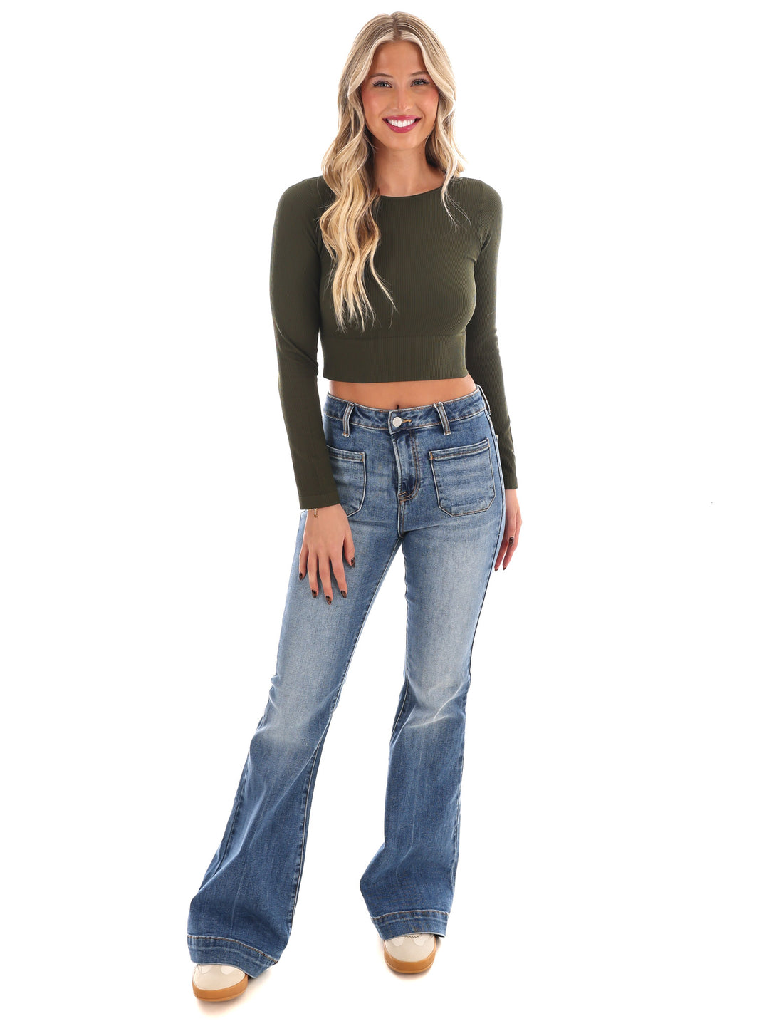 Classic Ribbed Long Sleeve Crop Top