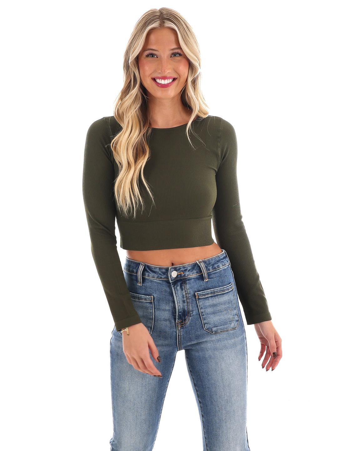 Classic Ribbed Long Sleeve Crop Top