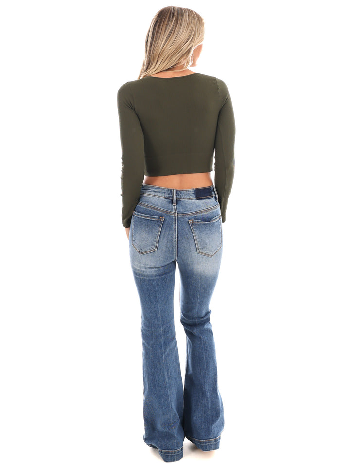 Classic Ribbed Long Sleeve Crop Top