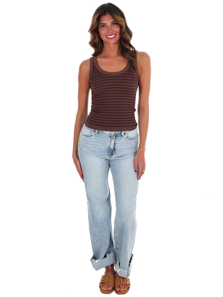 Double Take Stripe Ribbed Tank