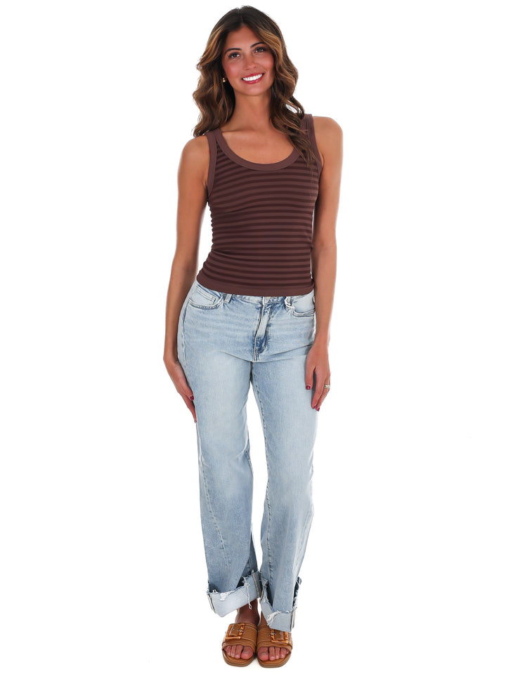 Double Take Stripe Ribbed Tank