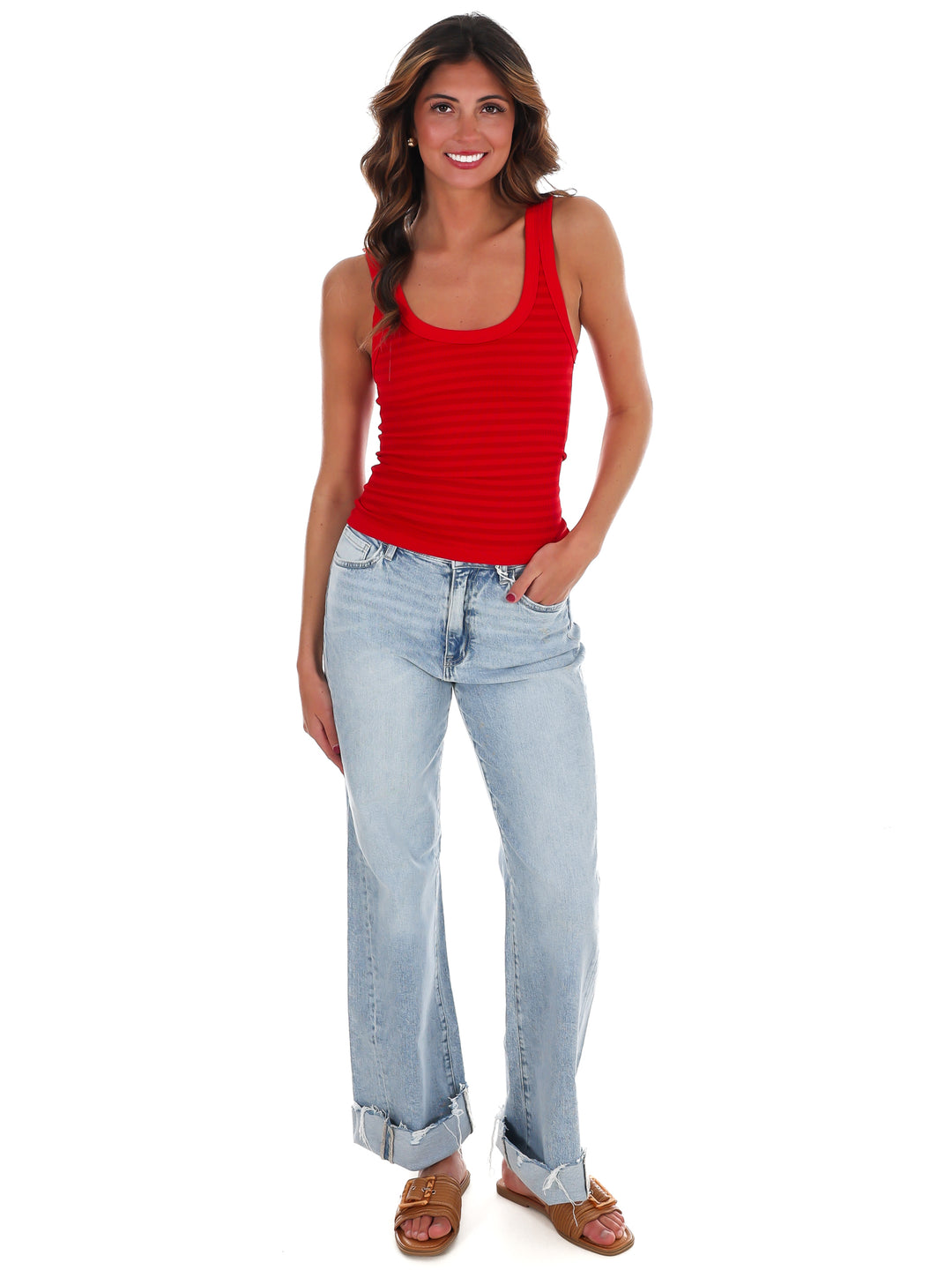 Double Take Stripe Ribbed Tank
