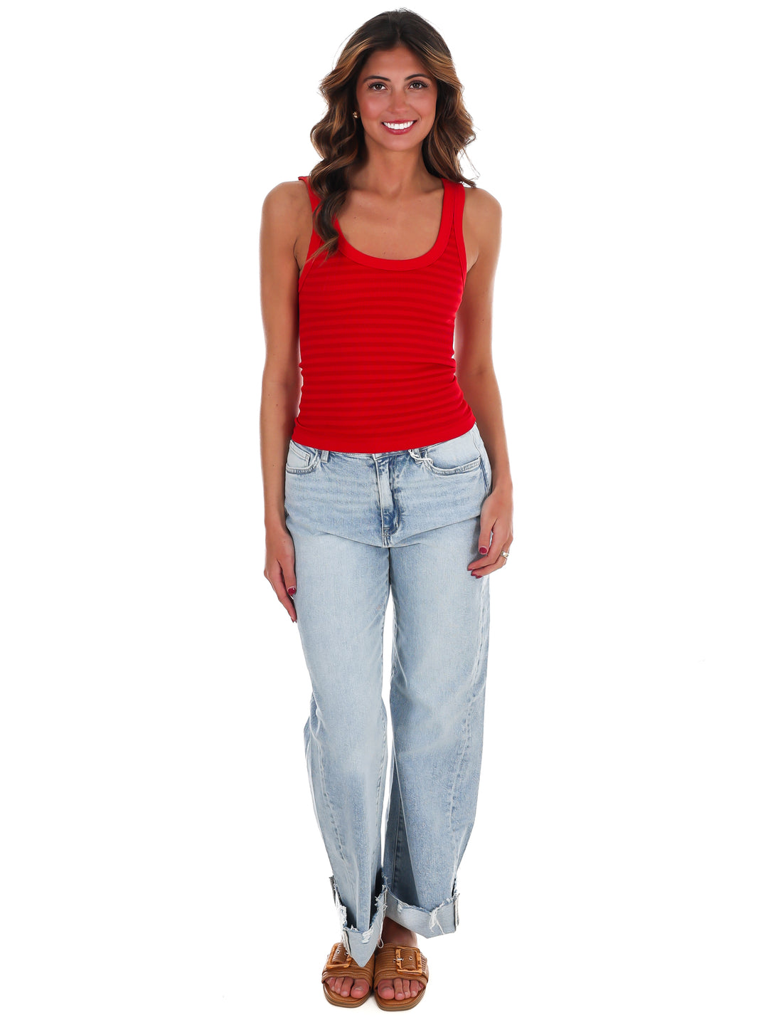 Double Take Stripe Ribbed Tank