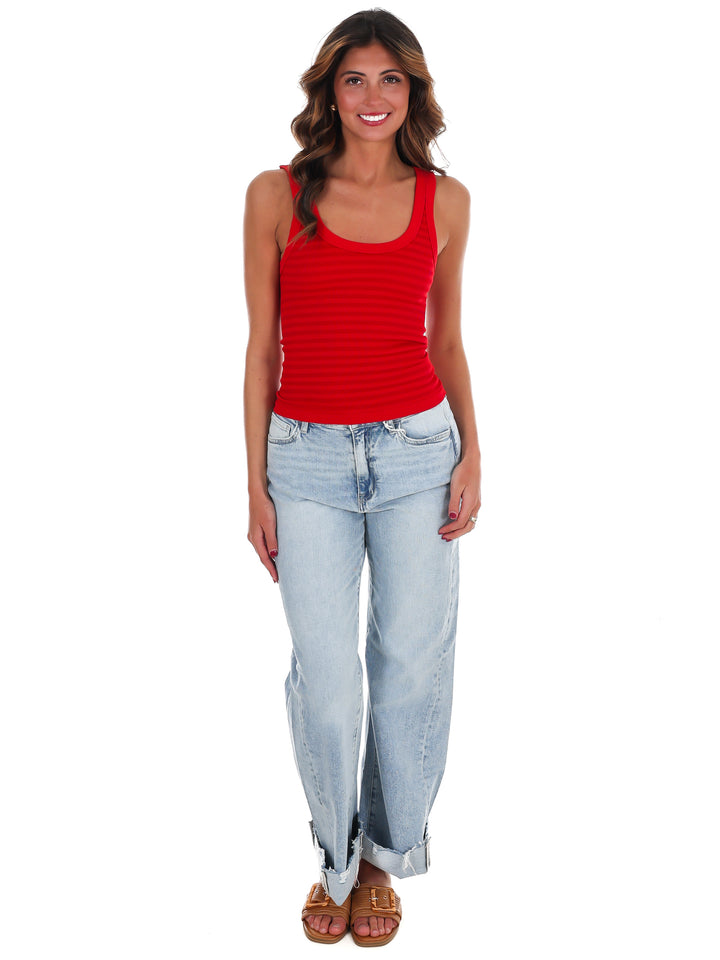 Double Take Stripe Ribbed Tank