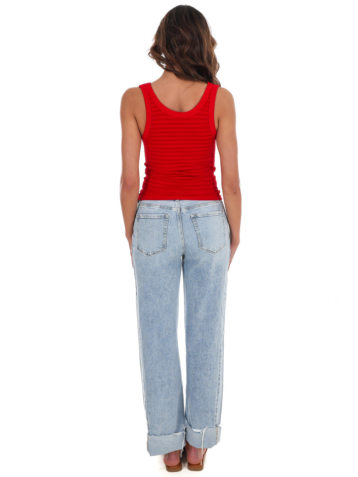 Double Take Stripe Ribbed Tank