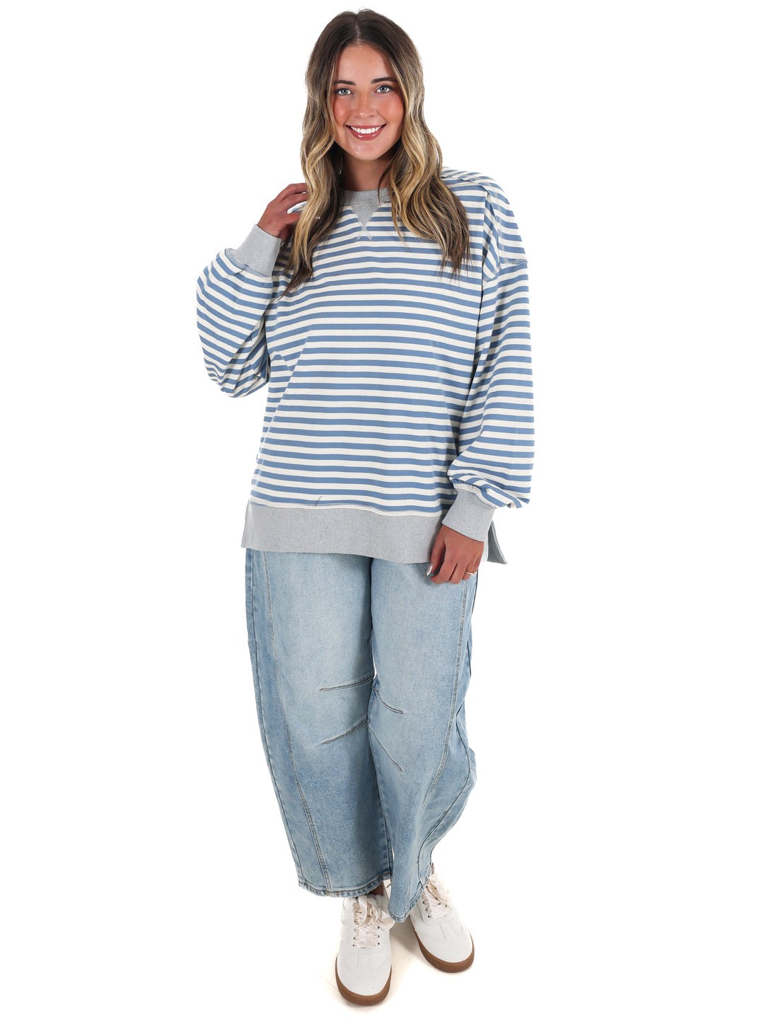 Comfy Casual Oversized Stripe Top