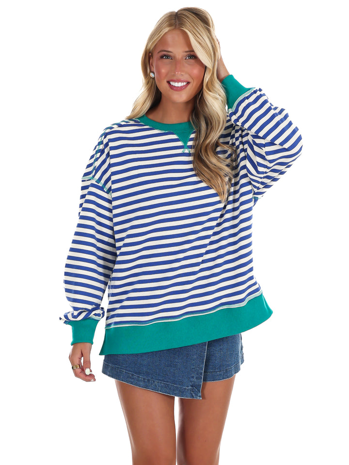 Comfy Casual Oversized Stripe Top