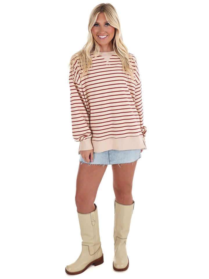 Comfy Casual Oversized Stripe Top